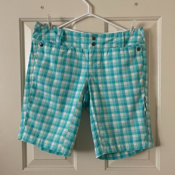 Lululemon Turquoise Checkered Shorts Size 6 - Picture 1 of 5